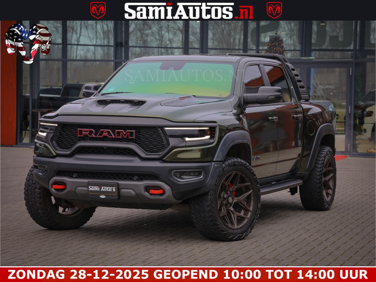 Dodge Ram 1500 - TRX OLEA GREEN HELLCAT 6.2 V8 712PK | CARBON PACK | RODE STIKSELS | BOM VOL | 4PLAY WHEELS - AutoWereld.nl
