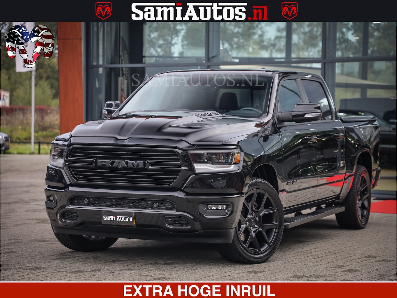 Dodge Ram 1500 - SPORT BLACK EDITION | 4X4 5.7 V8 | VOL OPTIES | 360 CAMERA | APPLE CARPLAY | 3500KG | 22IN - AutoWereld.nl