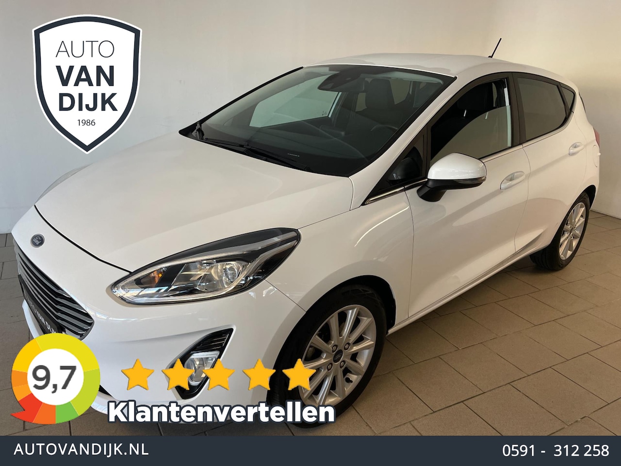Ford Fiesta - 1.0 EcoBoost Titanium AIRCO CLIMA NAVI VIA APP BLUETOOTH SCHERM PRIVACYGLAS VELGEN PDC ZEE - AutoWereld.nl