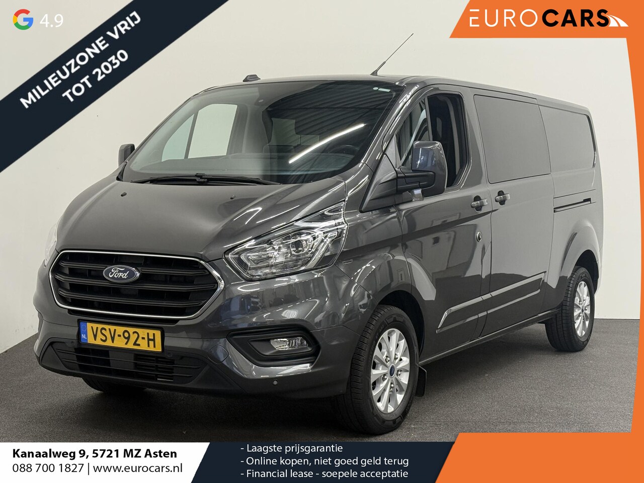 Ford Transit Custom - 300 2.0 TDCI L2H1 Limited Dubbele Cabine Automaat Navi Airco 2 Schuifdeuren Trekhaak PDC C - AutoWereld.nl