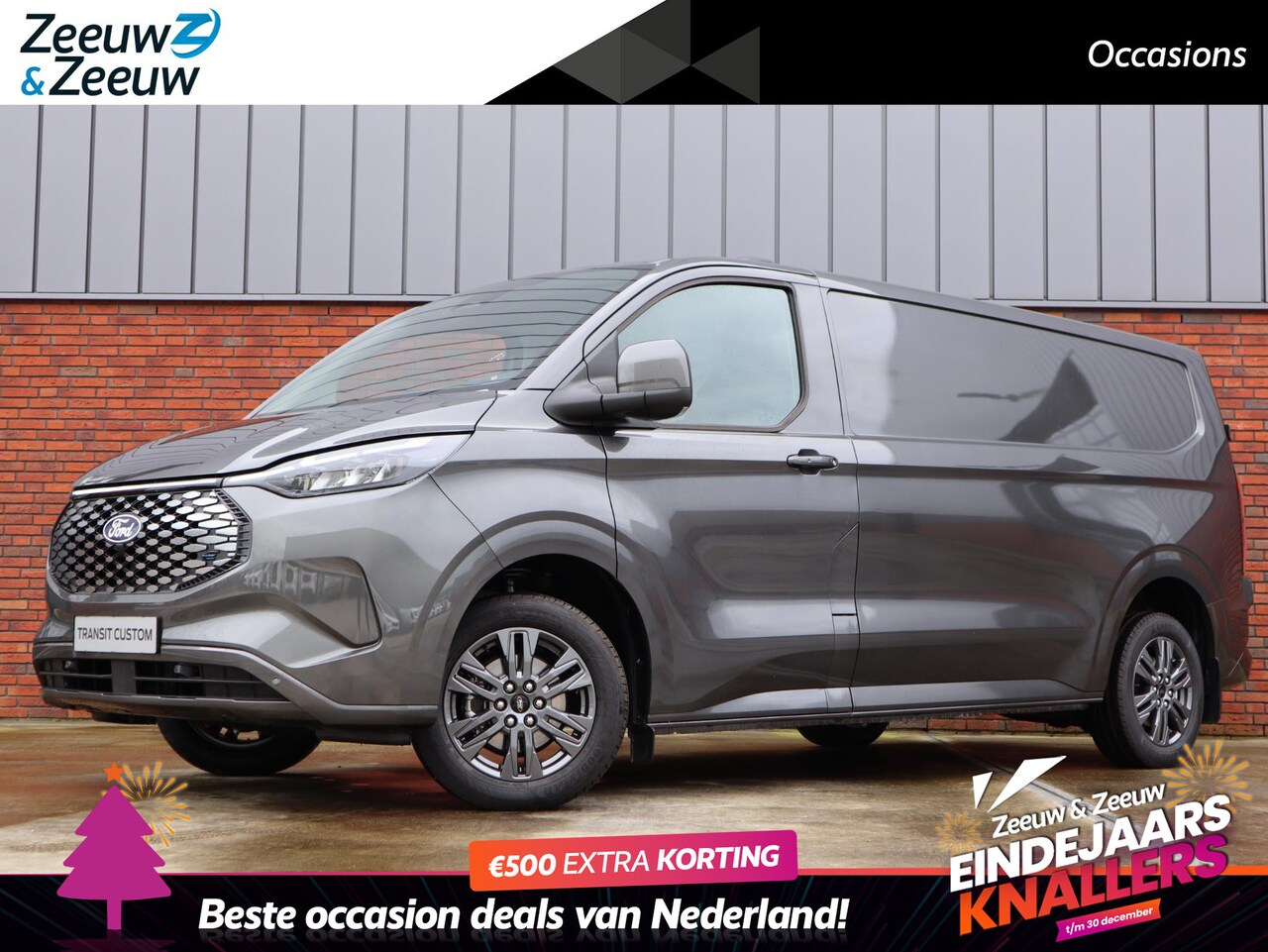 Ford Transit Custom - E-Transit 320 L2H1 Limited 65 kWh 218 Kw | Ledverlichting | El. Trekhaak | Camera | 17" Li - AutoWereld.nl