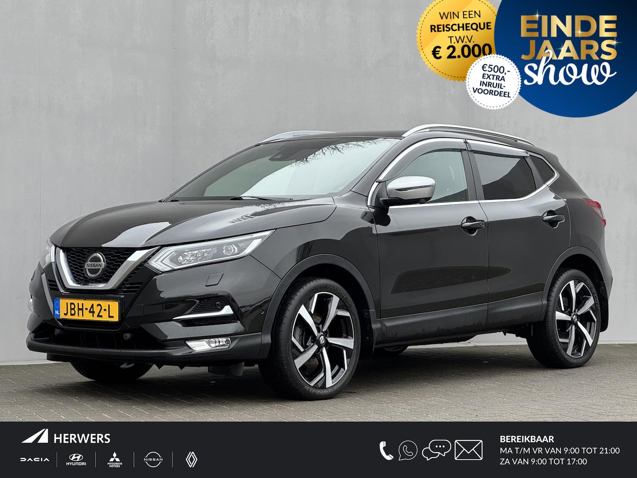 Nissan Qashqai - 1.3 DIG-T Tekna + Automaat / 1.500kg trekgewicht! / Panoramadak / Navigatie / Apple Carpla - AutoWereld.nl