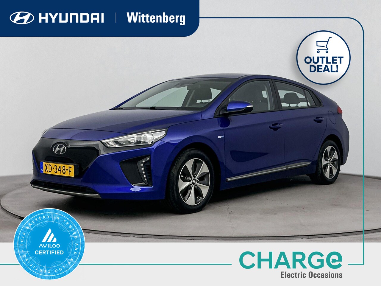 Hyundai IONIQ - COMFORT EV | OUTLET DEAL! | LEDER | CLIMA | CRUISE | CAMERA | NAVI | 16'' LM VELGEN | CHIQ - AutoWereld.nl