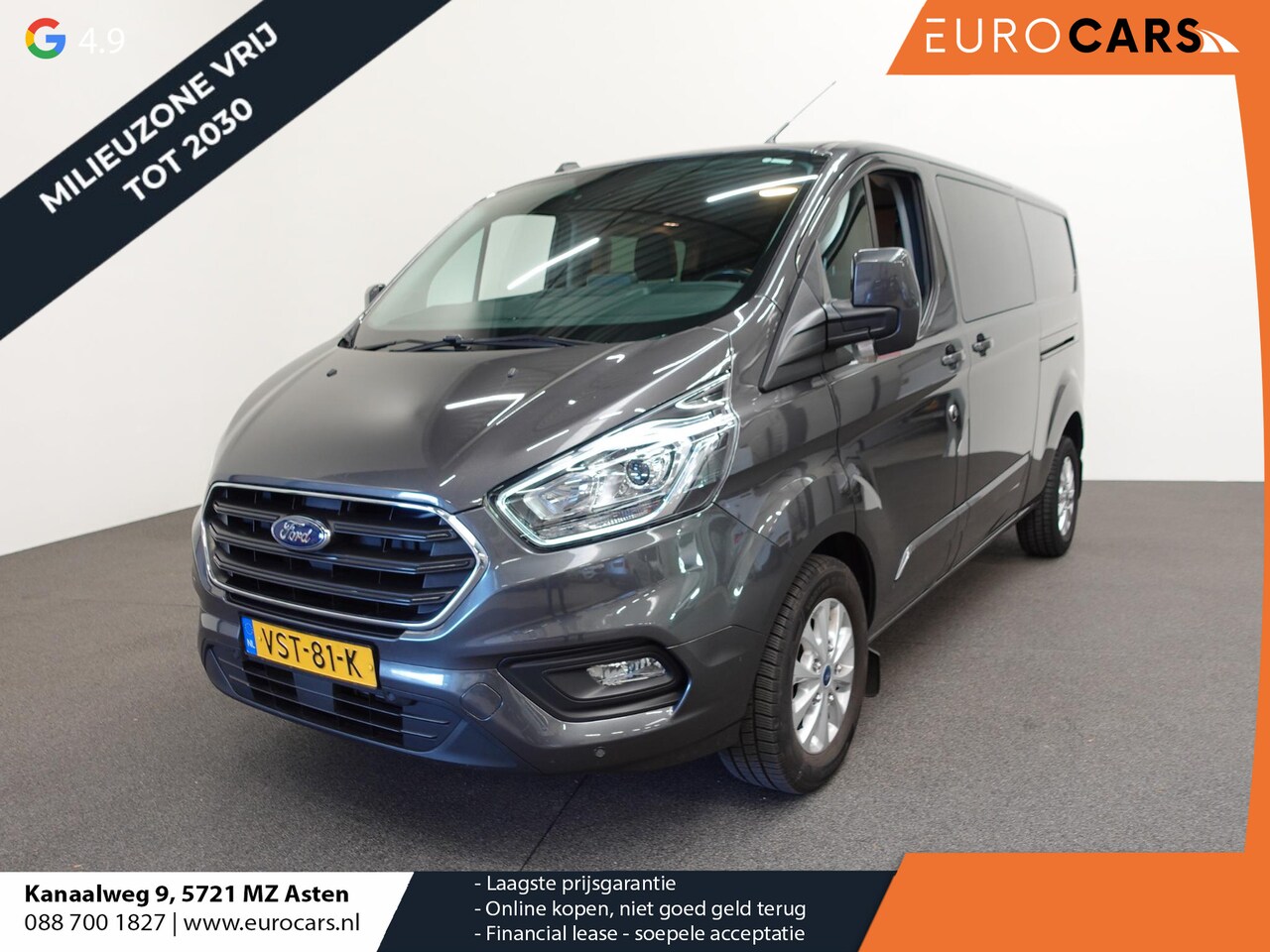 Ford Transit Custom - 300 2.0 TDCI L2H1 Limited Dubbele Cabine Automaat Navi Airco 2x schuifdeuren  Trekhaak Par - AutoWereld.nl