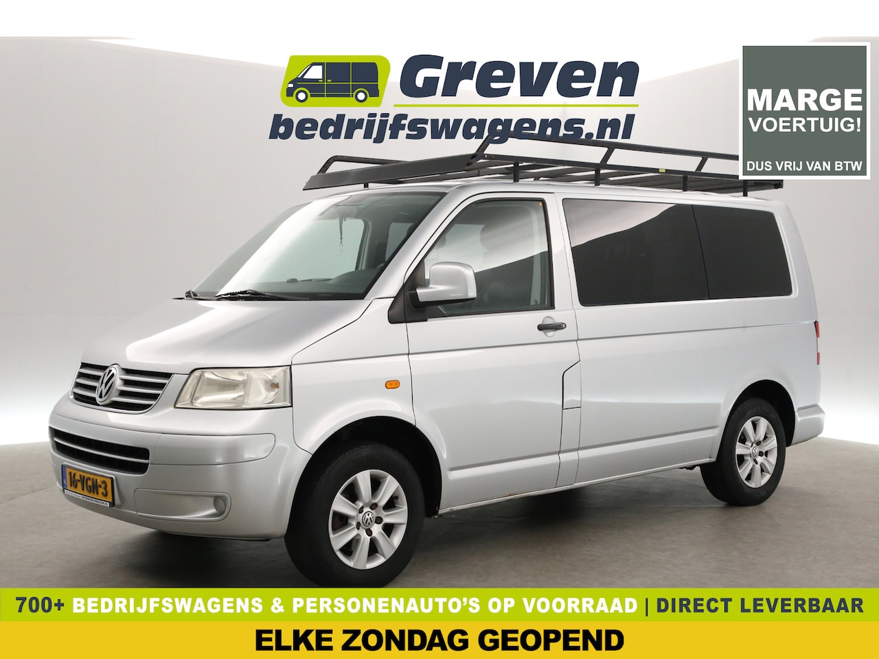 Volkswagen Transporter - 2.5 TDI L1H1 | DC | 5-Zits | MARGE | Youngtimer | Airco | Carplay | Trekh. | Imperiaal - AutoWereld.nl