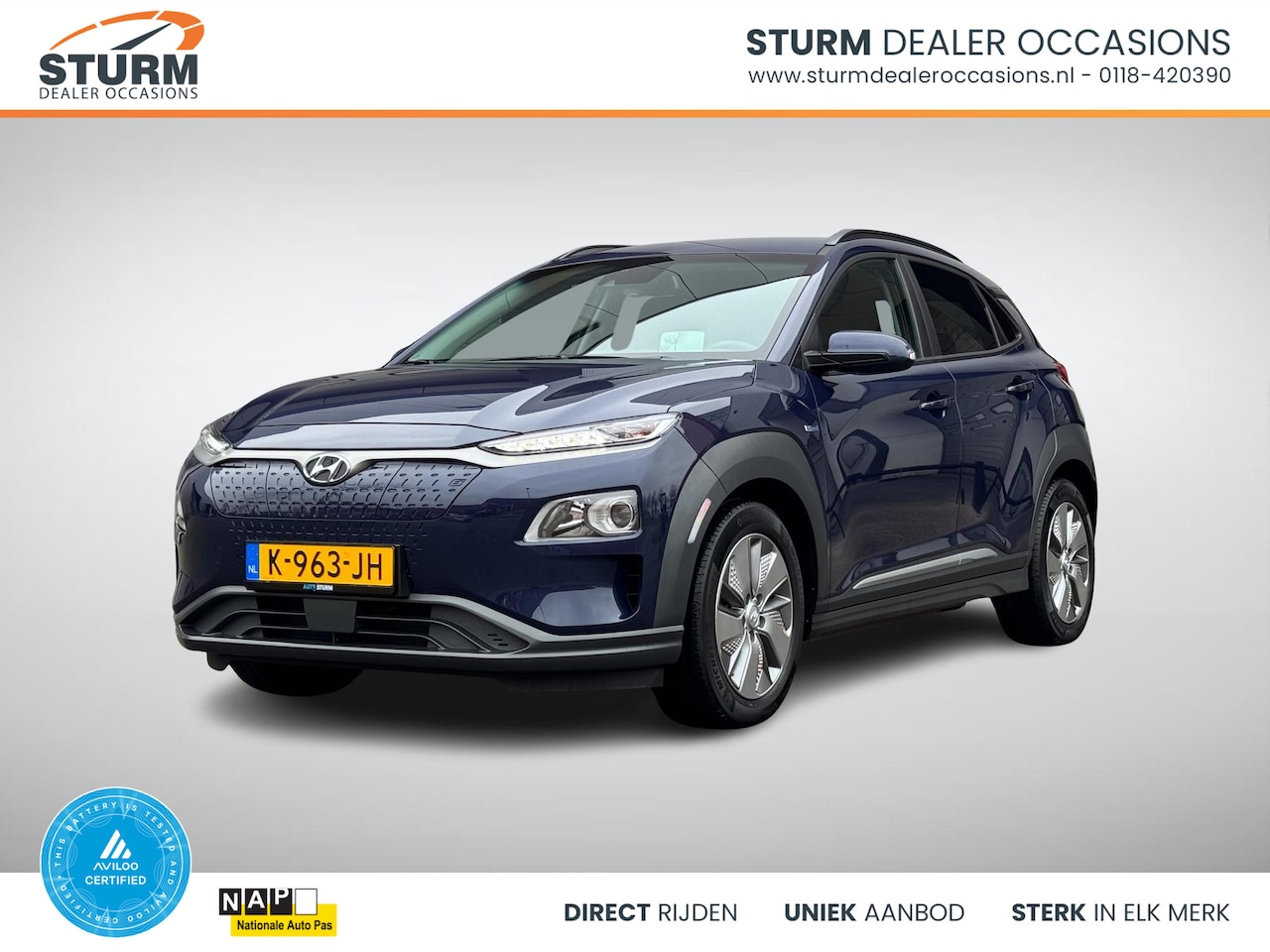 Hyundai Kona Electric - EV Fashion 64 kWh SoH 93% 3-Fase Lader, NL-Auto! - AutoWereld.nl