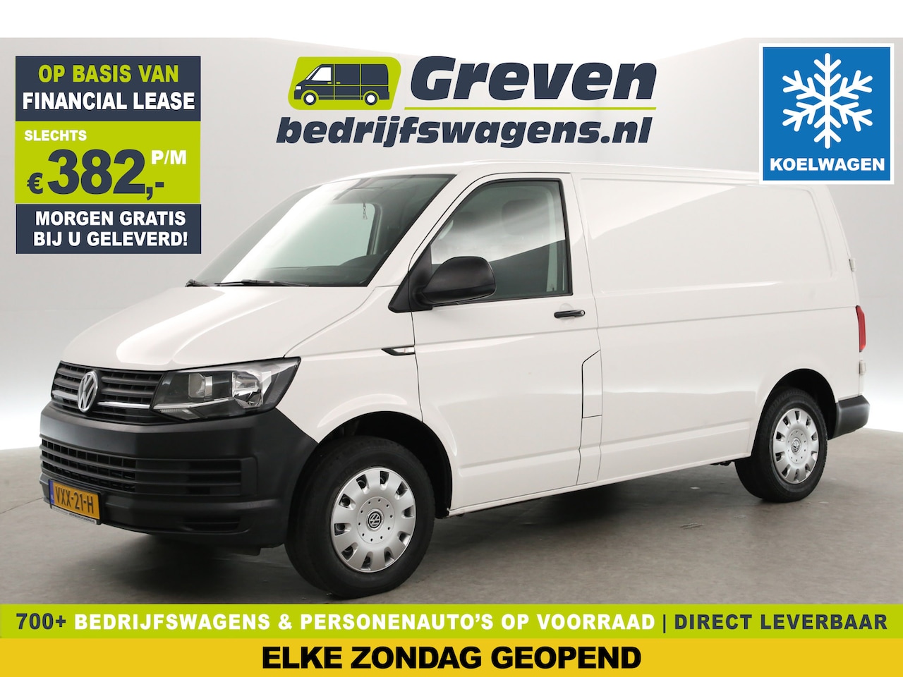 Volkswagen Transporter - 2.0 TDI 150PK L1H1 | Koelwagen 4° | Nachtkoeling | Airco | Cruise | 3-Zits | Trekh. | Park - AutoWereld.nl