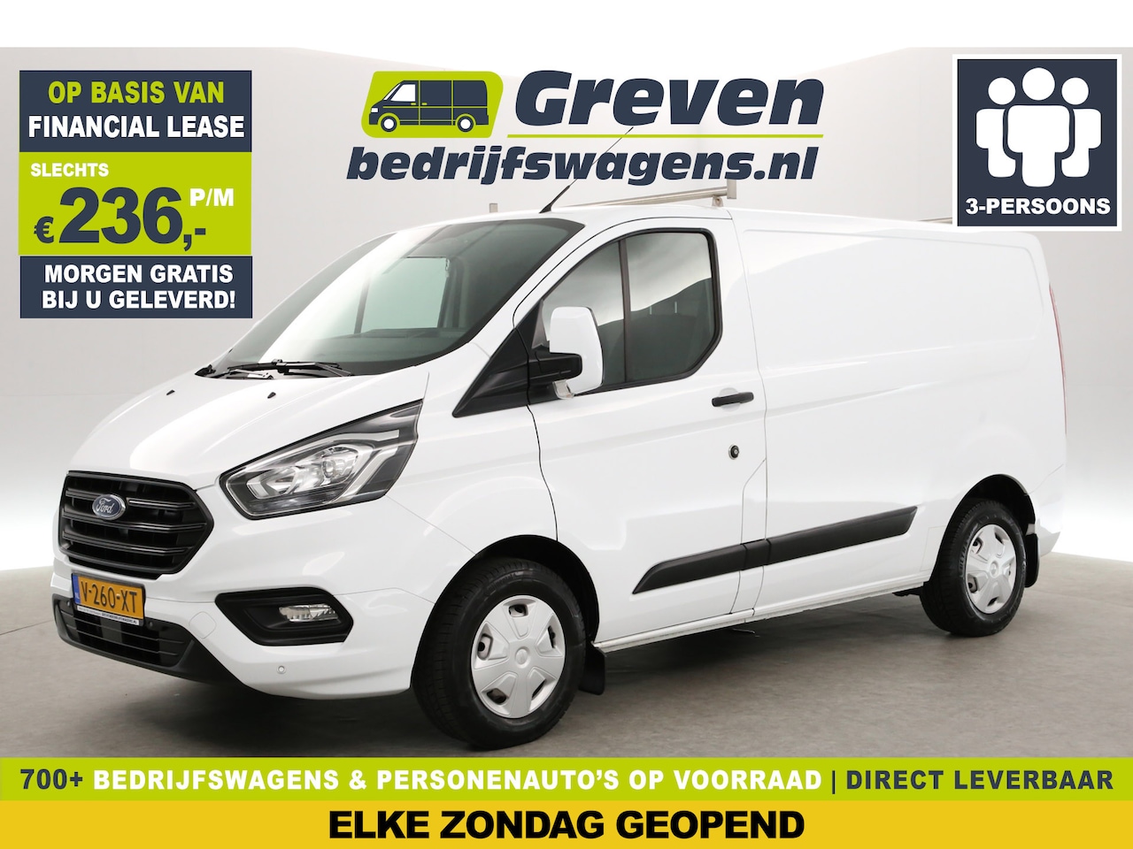 Ford Transit Custom - 280 2.0 TDCI L1H1 | Airco | Cruise | 3-Zits | Kasten | Parkeersens. | Trekhaak - AutoWereld.nl