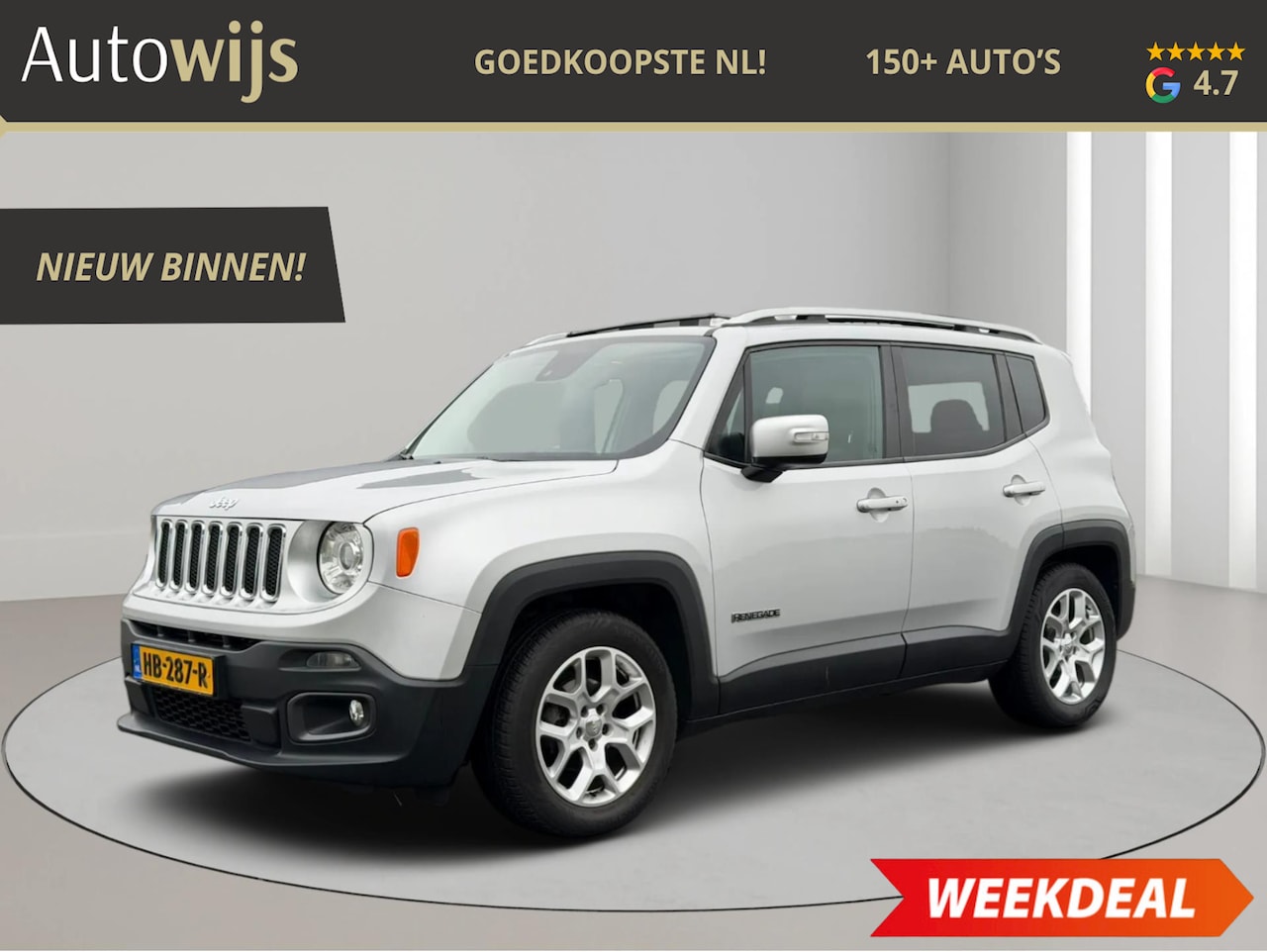 Jeep Renegade - 1.4 MultiAir Limited|PANO|LEDER|CAMERA|Stoelverwarming|NL AUTO - AutoWereld.nl