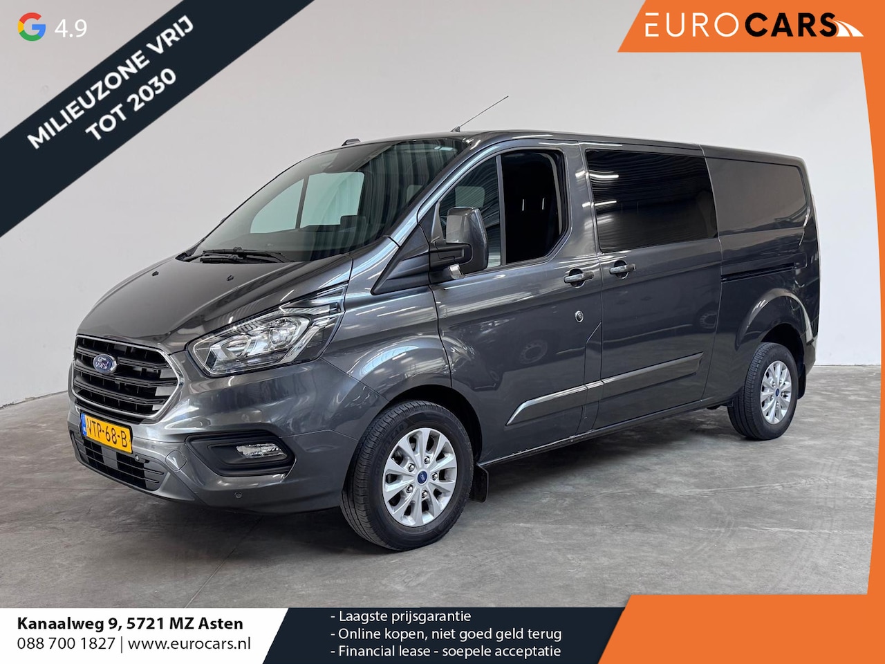 Ford Transit Custom - 300 2.0 TDCI L2H1 Limited Dubbele Cabine Navigatie Airco 2 Schuifdeuren Trekhaak Parkeerse - AutoWereld.nl