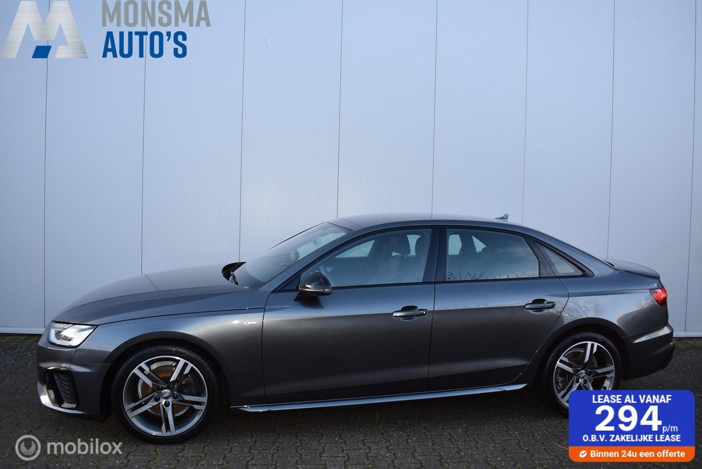 Audi A4 Limousine - 35 TFSI S-Line Daytonagrau | Black Optic Virtual Cockpit 18" LMV - AutoWereld.nl