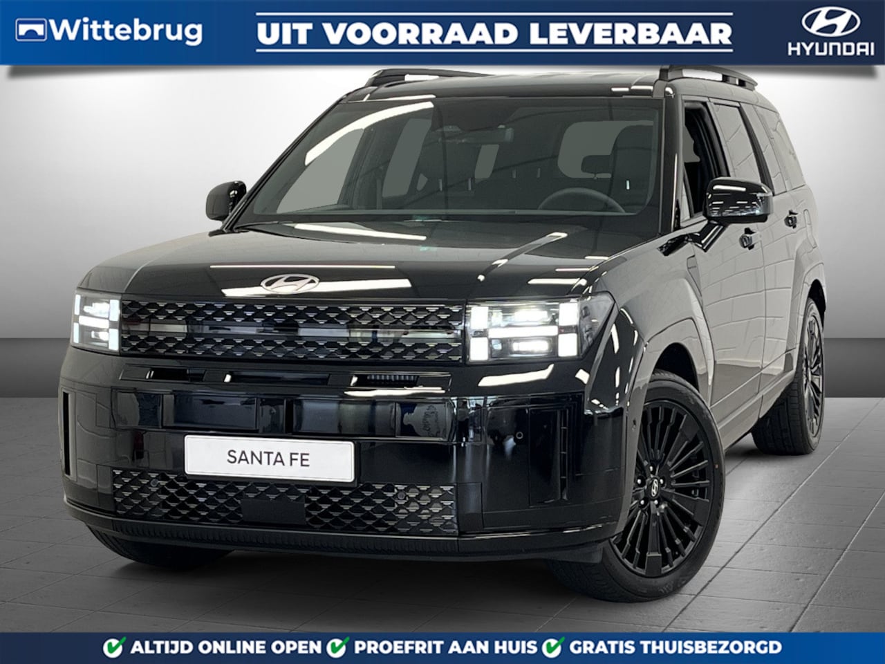 Hyundai Santa Fe - 1.6 T-GDI PHEV Black Line 4WD 7p. Plug-In Hybride automaat met Black Pack, Lederen bekledi - AutoWereld.nl