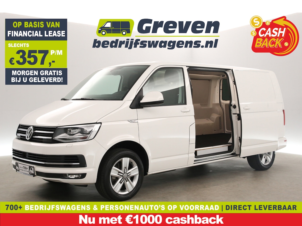 Volkswagen Transporter - 2.0 TDI L2H1 | 204PK | Aut. | Airco | Cruise | 3-Zits | Camera | Carplay | 2xSchuifdeur - AutoWereld.nl