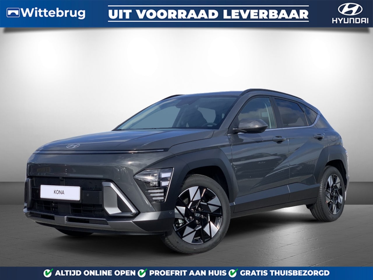 Hyundai Kona - 1.6 GDI HEV Premium Met Lederen Bekleding, Stoelverwarming en Navigatie Uit voorraad lever - AutoWereld.nl