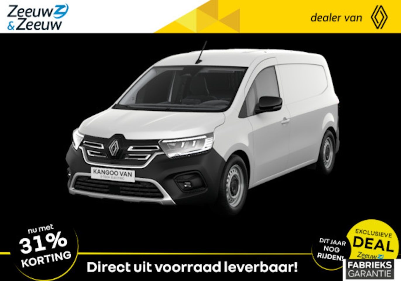 Renault Kangoo E-Tech - Advance L2 44 kWh | Nu direct uit voorraad leverbaar met maar liefst 31% Zeeuw & Zeeuw act - AutoWereld.nl