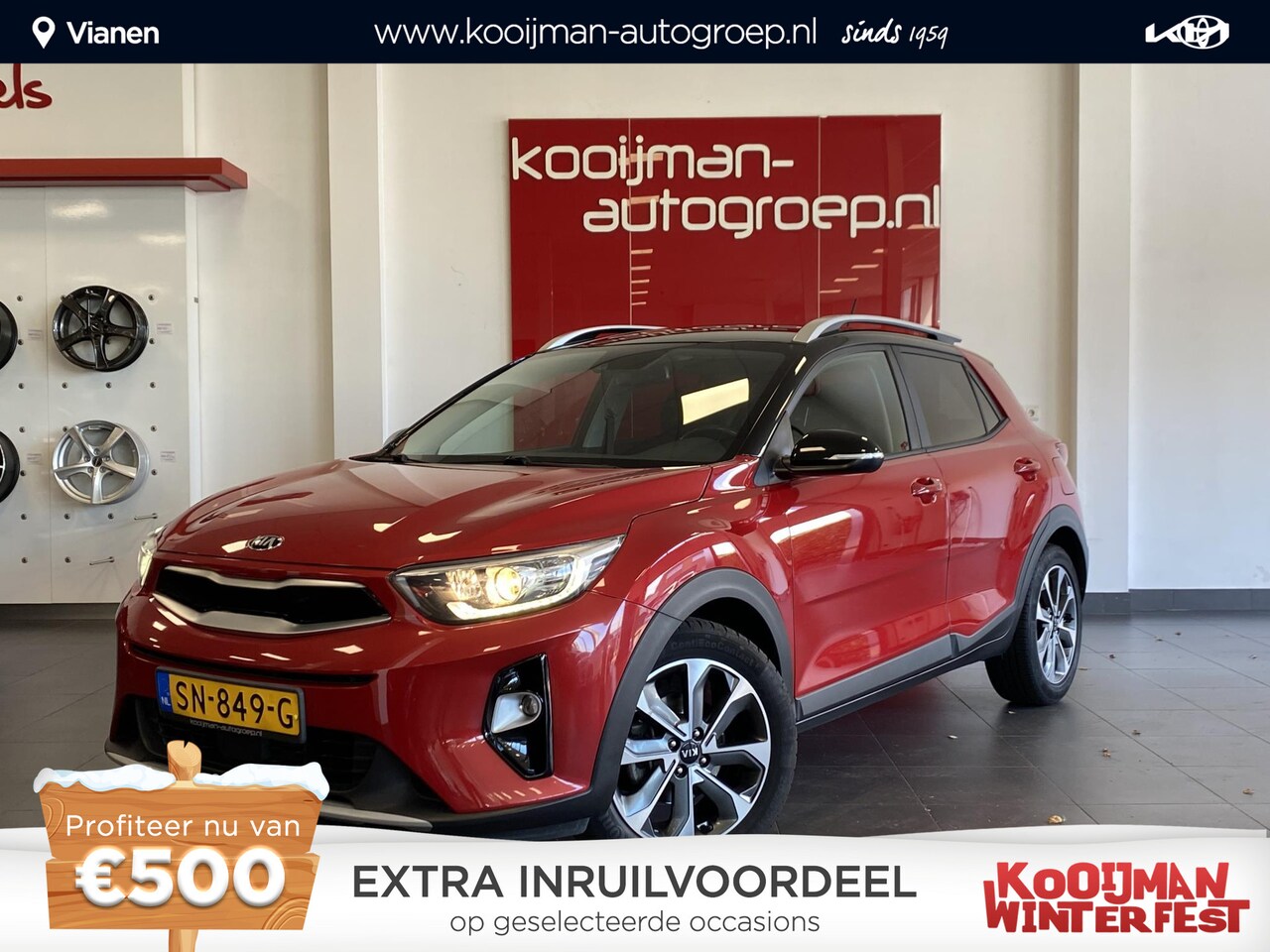 Kia Stonic - 1.0 T-GDi DynamicLine | Two-Tone uitvoering met zwart dak | Full map navigatie | Achteruit - AutoWereld.nl