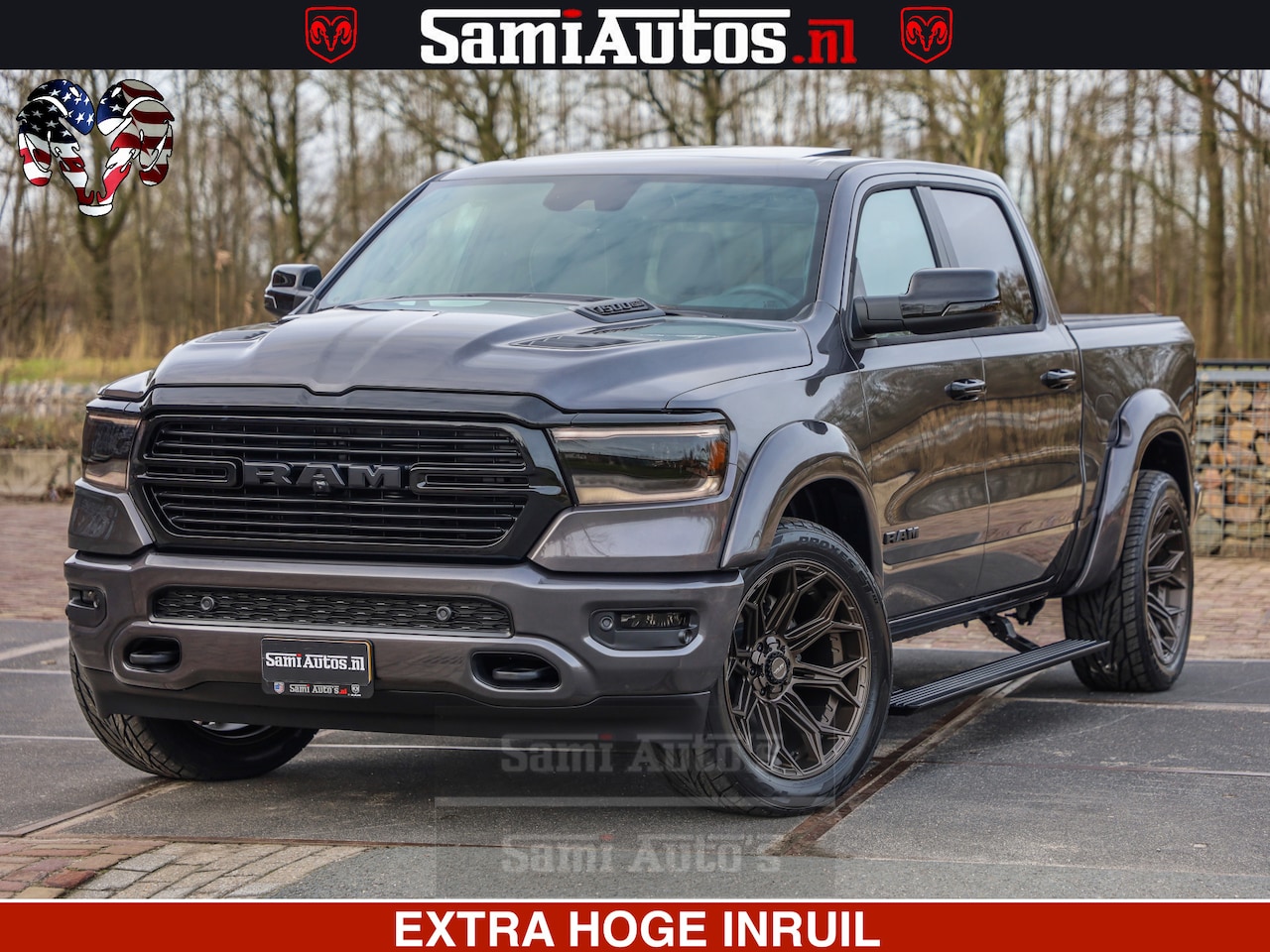 Dodge Ram 1500 - Laramie Sport 5.7 V8 HEMI 402PK 4x4 | Panorama dak | 12' Scherm |Granite Crystal Metallic - AutoWereld.nl