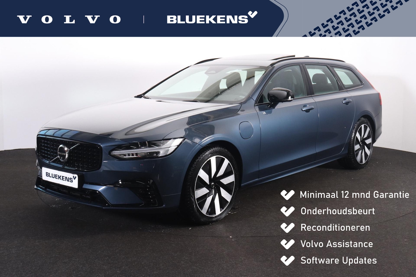 Volvo V90 - T6 Recharge AWD Ultra Dark - Panorama/schuifdak - IntelliSafe Assist & Surround - 360º Cam - AutoWereld.nl