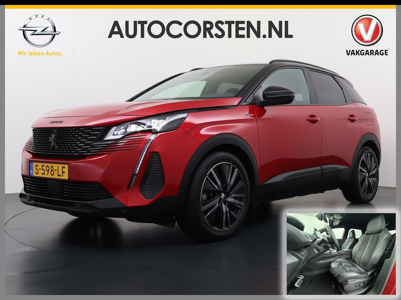Peugeot 3008 - 1.6T 225pk AUT-8 GT Pack HYbrid Leer/Alcantara+Elektr.+Verwarmd Trekhaak Navi360°Camera Ap - AutoWereld.nl