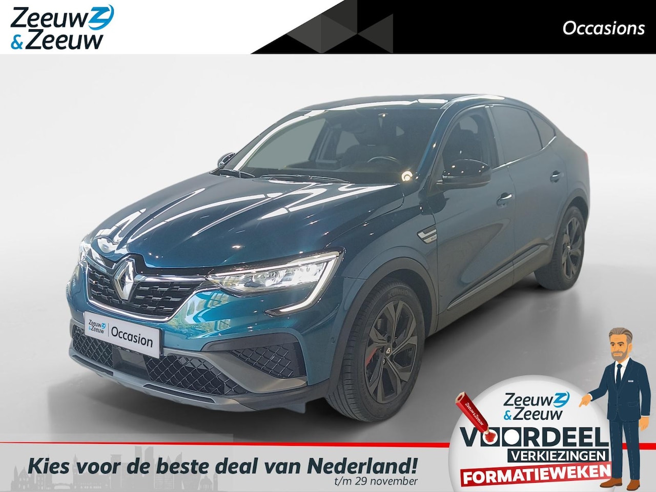 Renault Arkana - 1.6 E-Tech Hybrid 145 R.S. Line *Automaat*Navi+Camera*Stoel/stuurverwarming*Keyless Entry* - AutoWereld.nl