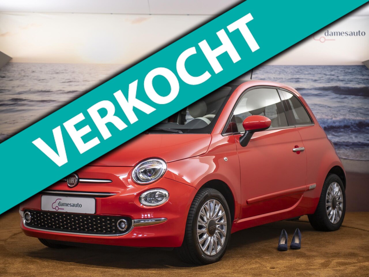 Fiat 500 - 1.2 Koraalrood, Nav, incl garantie, nieuwe riem. - AutoWereld.nl