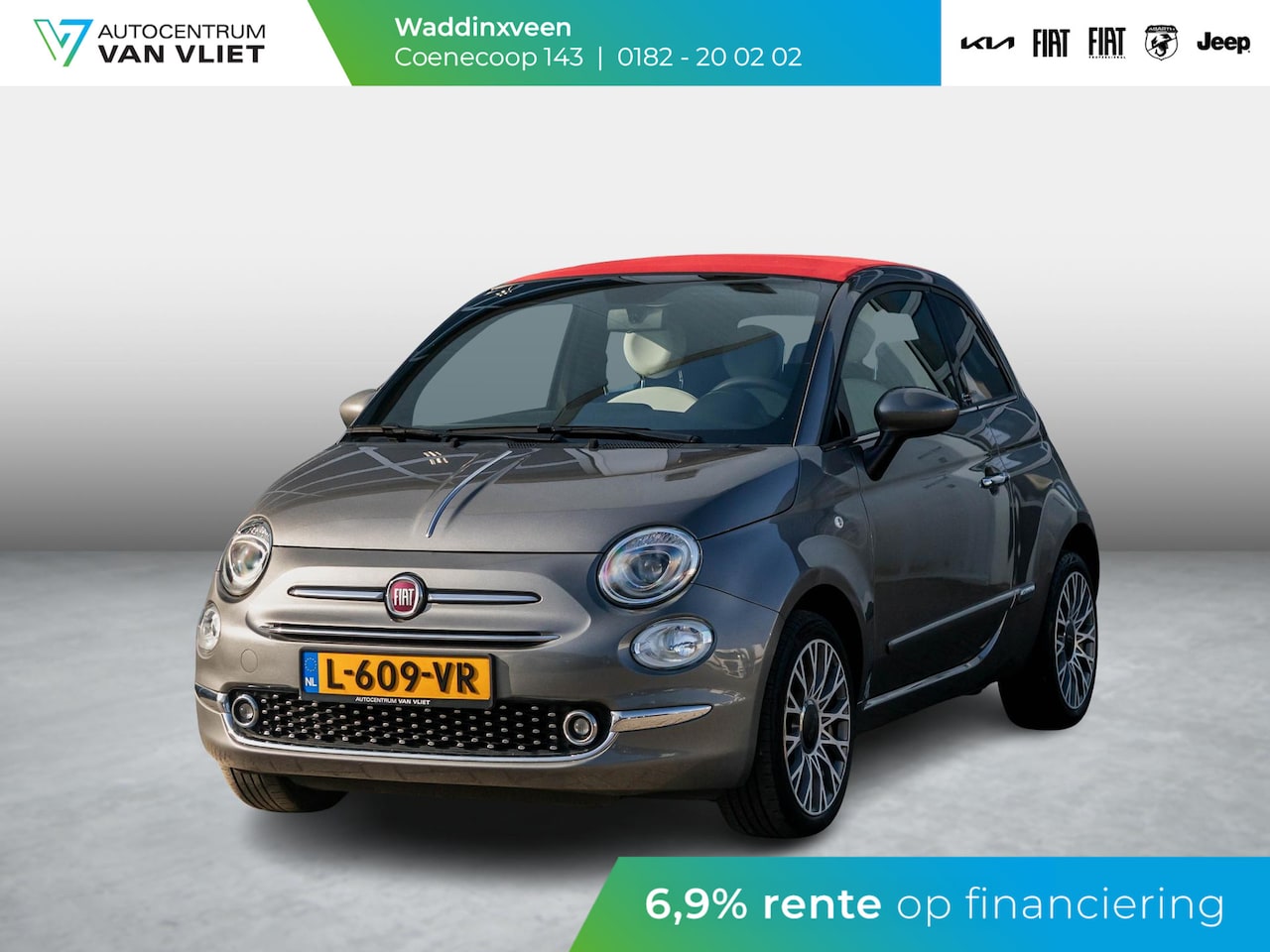Fiat 500 C - 1.2 Star l Rosso Cabriodak l Automaat - AutoWereld.nl