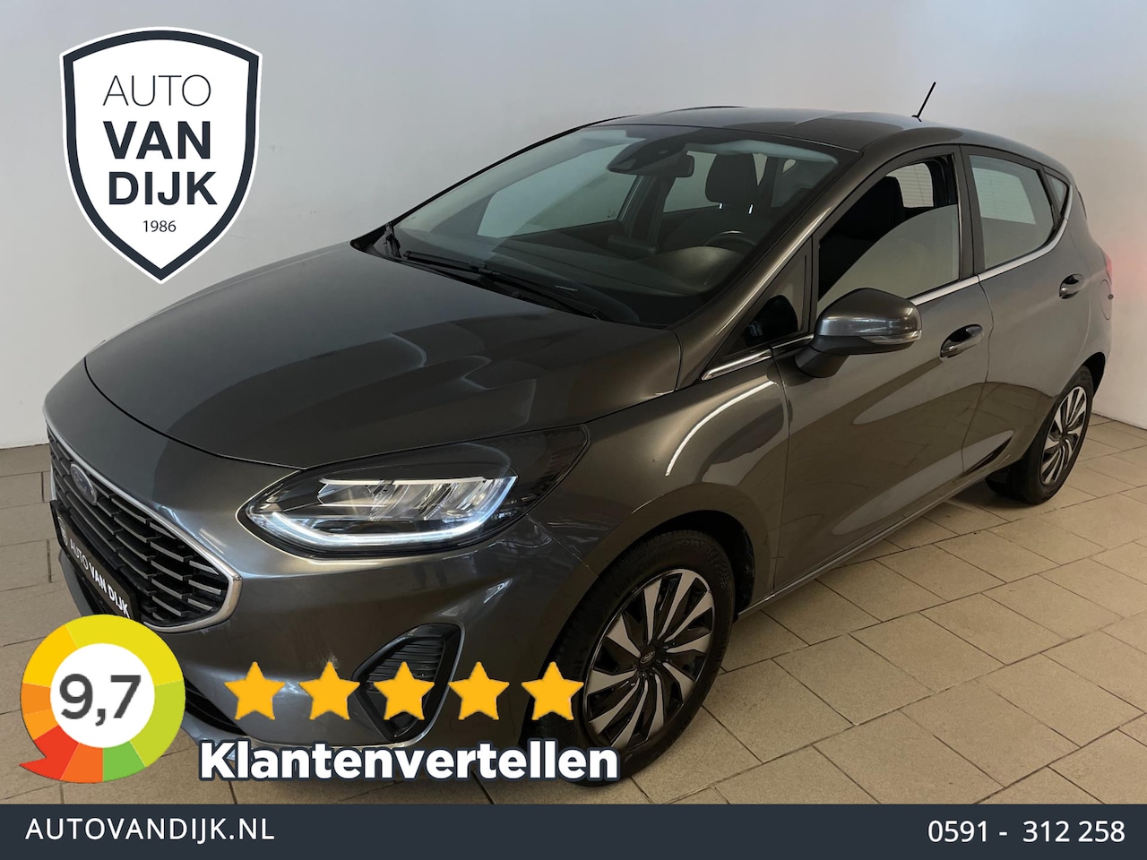 Ford Fiesta - 1.0 EcoBoost Hybrid Titanium AIRCO NAVI CRUISE BLUETOOTH APPLE CARPLAY PDC CHROOM ZEER NET - AutoWereld.nl