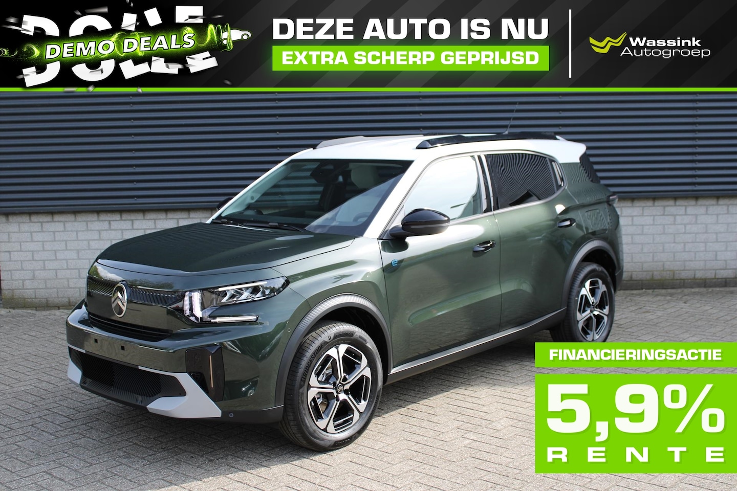 Citroën Ë-C3 Aircross - MAX 44kWh 113pk I 3-Fasen Lader I Montana Green Two Tone I Navigatie I Draadloos Apple Car - AutoWereld.nl