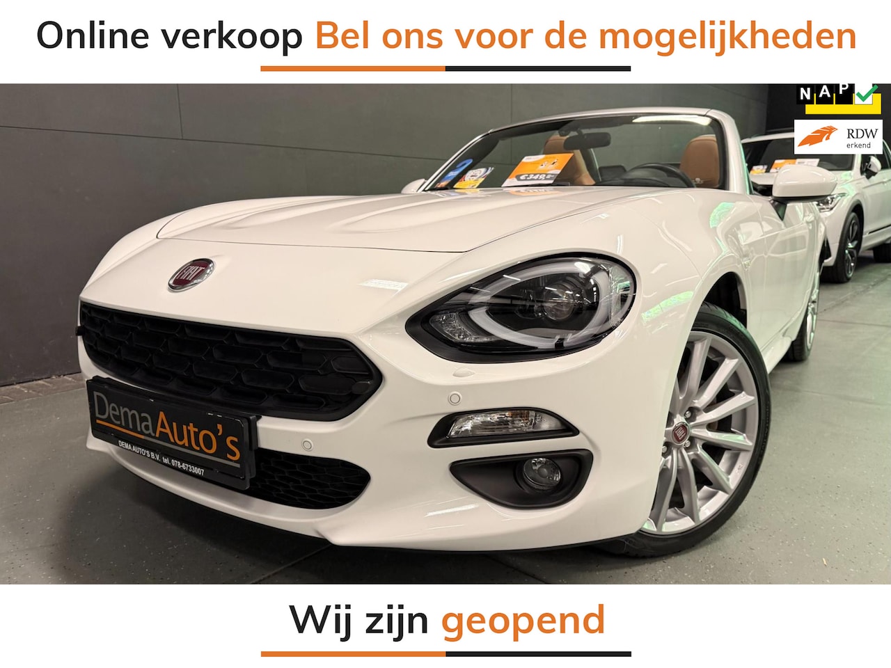 Fiat 124 Spider - 1.4 MultiAir Turbo NAVI/LED/LEDER/CAM/DAB/BOSE/PDC/CRUISE/// - AutoWereld.nl