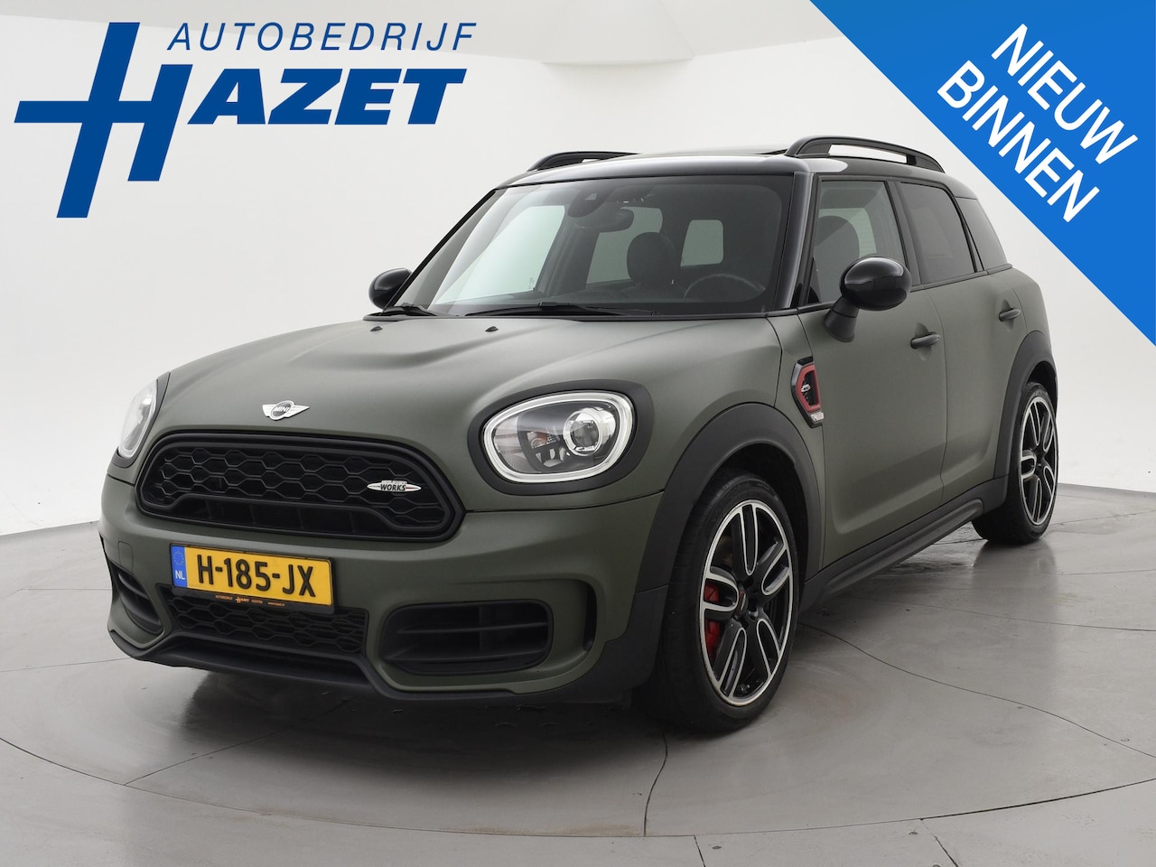 MINI Countryman - Mini JCW 2.0 JOHN COOPER WORKS 231 PK ALL4 AUT. MAT GROEN + PANORAMA | CAMERA | HEAD-UP | - AutoWereld.nl
