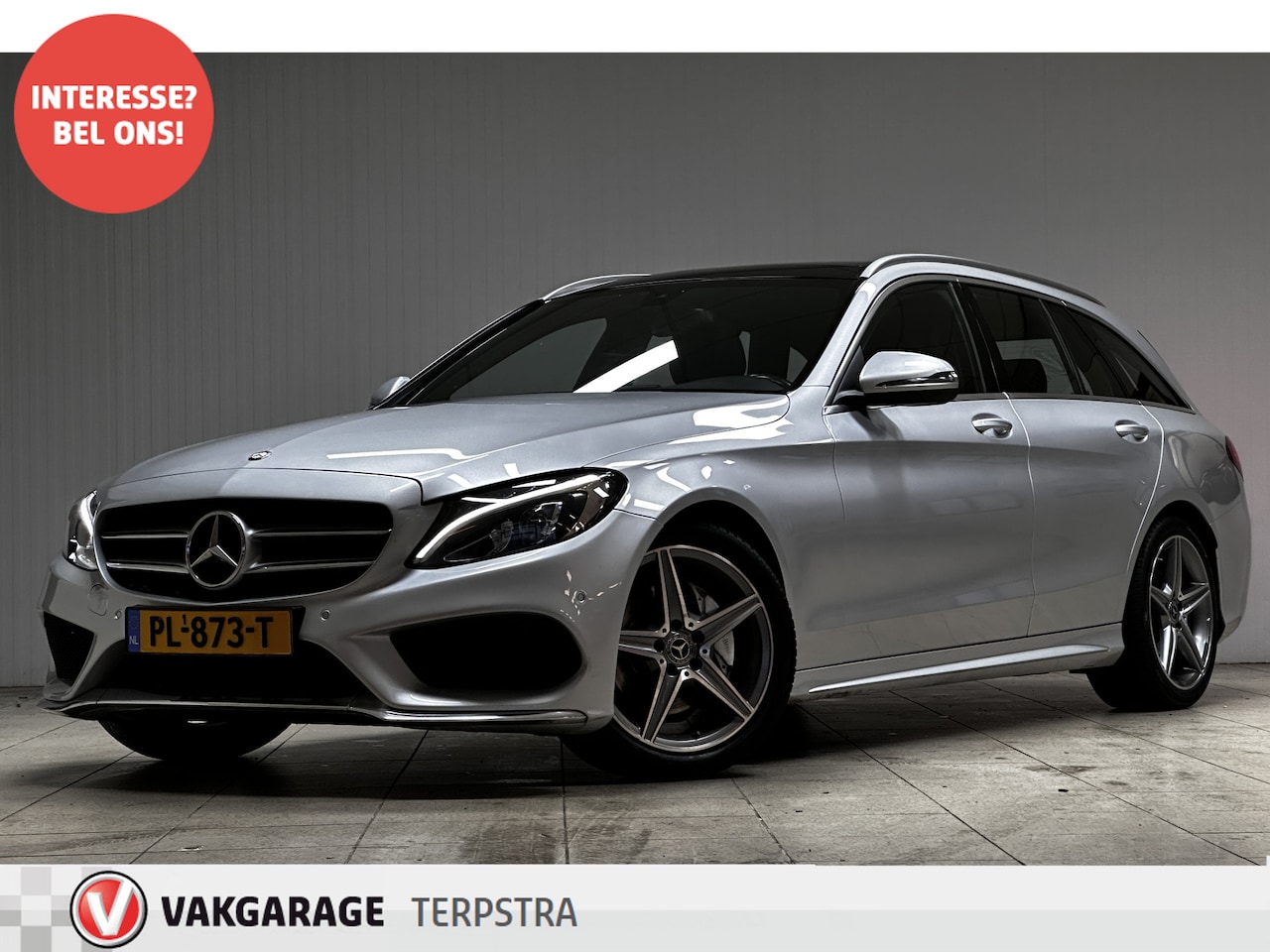 Mercedes-Benz C-klasse Estate - 180 AMG Business Solution/ AMG-Pakket/ Panorama-Dak/ 18''LMV/ Zwarte-Hemel/ Camera/ Elek. - AutoWereld.nl