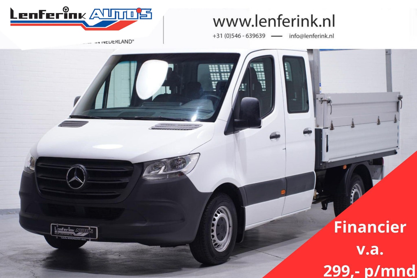 Mercedes-Benz Sprinter - 211 CDI Dubbel Cabine 6-Zits va 299 p/mnd Pickup Open Laadbak Airco, Trekhaak, LxBxH 270x2 - AutoWereld.nl