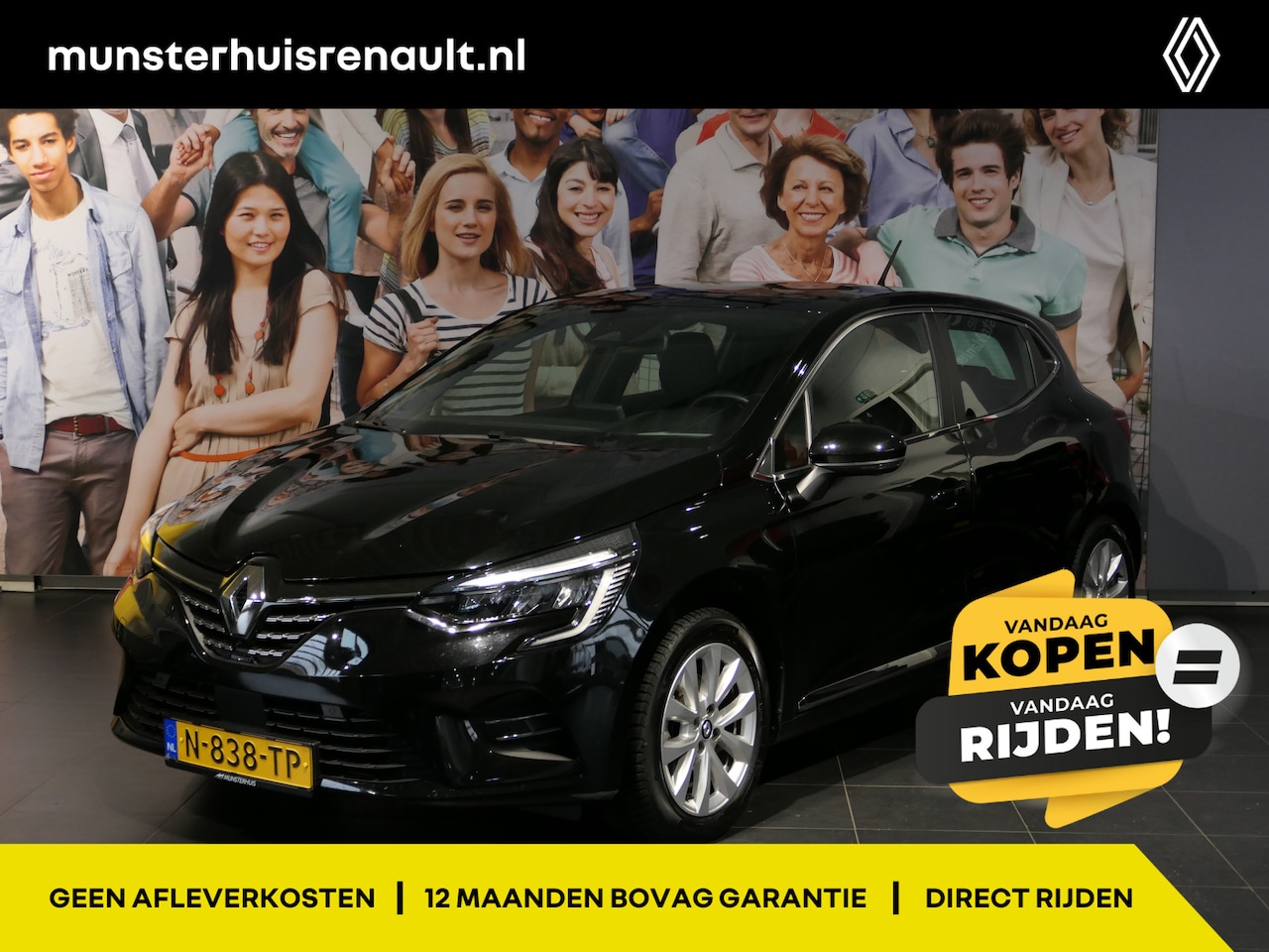 Renault Clio - 1.6 E-Tech Hybrid 140 Intens - Dealer onderhouden - Rondomzicht camera - Sensor v+a - Navi - AutoWereld.nl