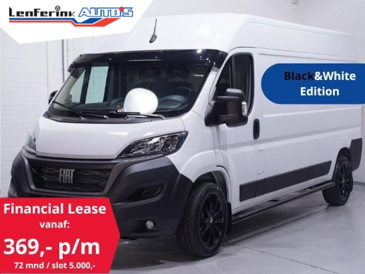 Fiat Ducato - 2.2 MultiJet 140 pk L3H2 Black&White Edition Airco Cruise Control, 18" LMV Zwart, Sidebars - AutoWereld.nl