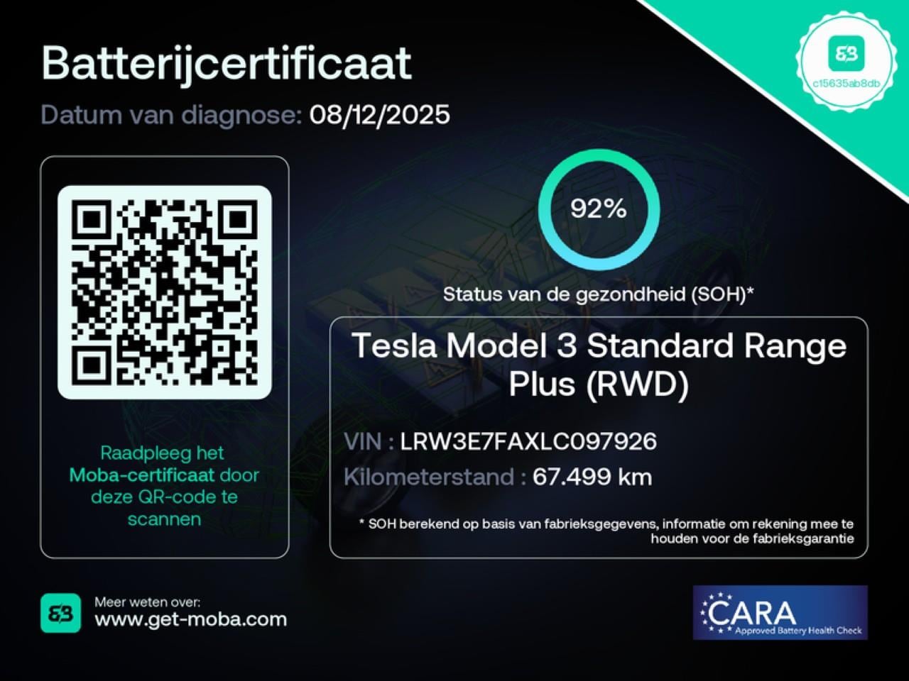 Tesla Model 3 - Standard RWD Plus 92% SoH [ LFP-ACCU+AUTOPILOT+60 kWh+PREMIUM AUDIO ] - AutoWereld.nl