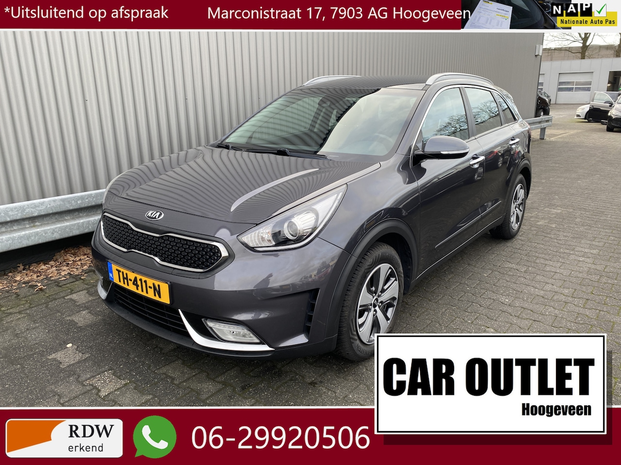 Kia Niro - 1.6 GDi Hybrid DynamicLine AUTOMAAT, 146Dkm.NAP, Half Leer, Clima, Navi, CC, PDC, LM, Afn. - AutoWereld.nl