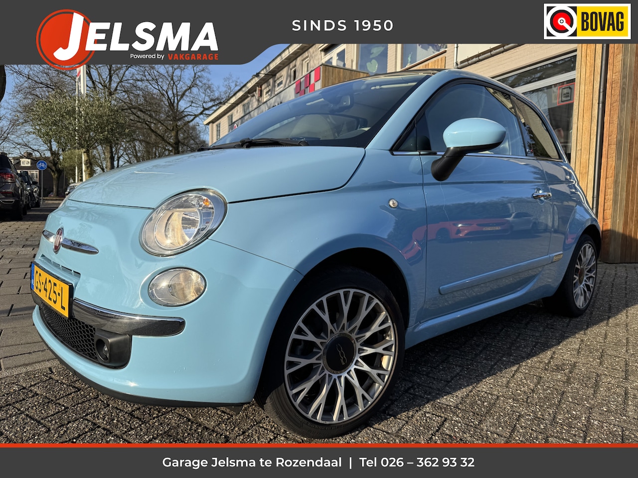 Fiat 500 C - 1.2 Lounge 1.2 Lounge, Clima | Baby blue | 4 cilinder - AutoWereld.nl