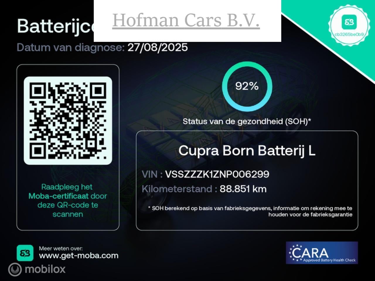 CUPRA Born - SOH 92% Adrenaline One 62 kWh 04/2022 - AutoWereld.nl