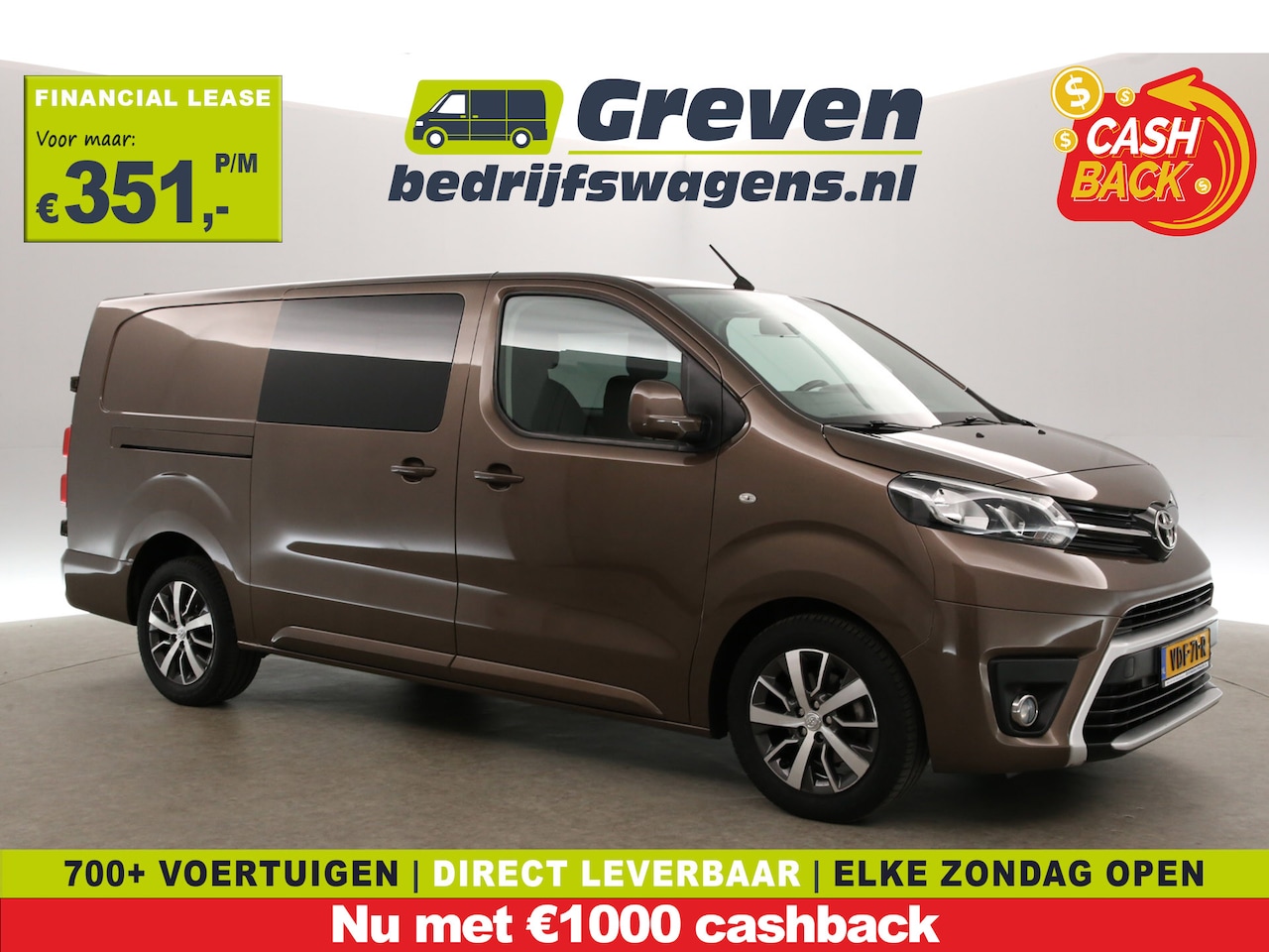 Toyota ProAce - 2.0 D-4D L3H1 | Euro6 | Dubbele Cabine | Airco | Cruise | Camera | 2xSchuifdeur | Navi | T - AutoWereld.nl