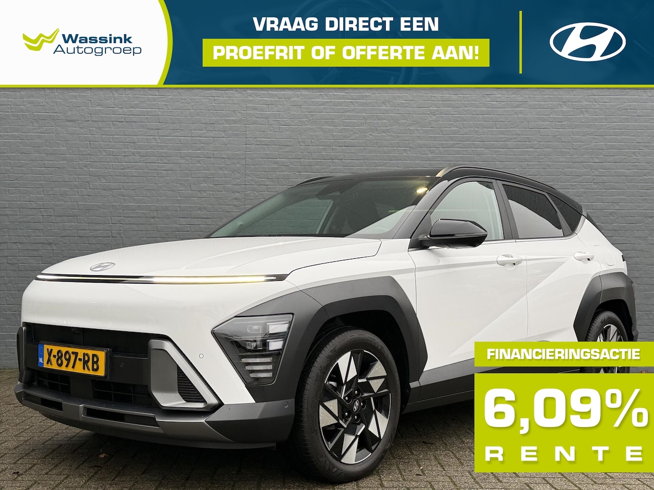 Hyundai Kona - New 1.6 GDI HEV 141pk DCT Premium Two Tone | Trekhaak | Navigatie | BOSE Speakers | Stoelv - AutoWereld.nl