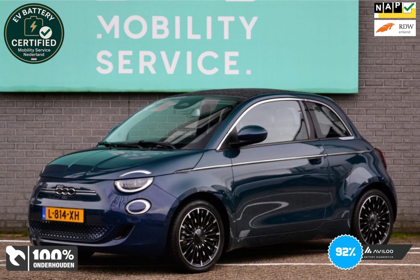Fiat 500 C - La Prima 42 kWh SOH92% Leder LED CAM CarPlay AUT Groot Navi - AutoWereld.nl