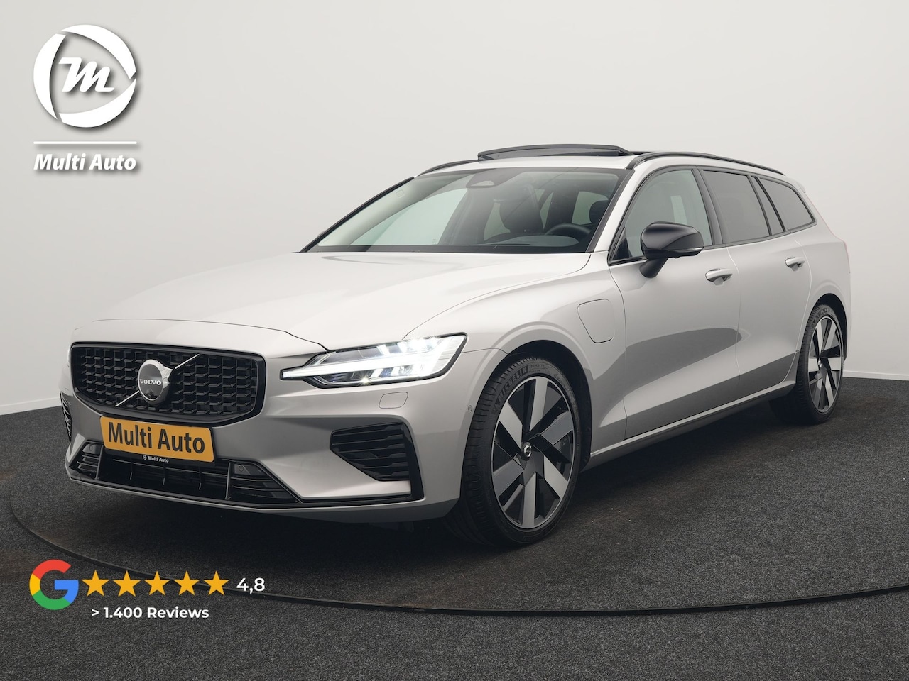 Volvo V60 - T6 Recharge AWD LONG RANGE Plus Dark Plug In Hybrid 350pk Dealer O.H. PHEV | Panodak | Ada - AutoWereld.nl