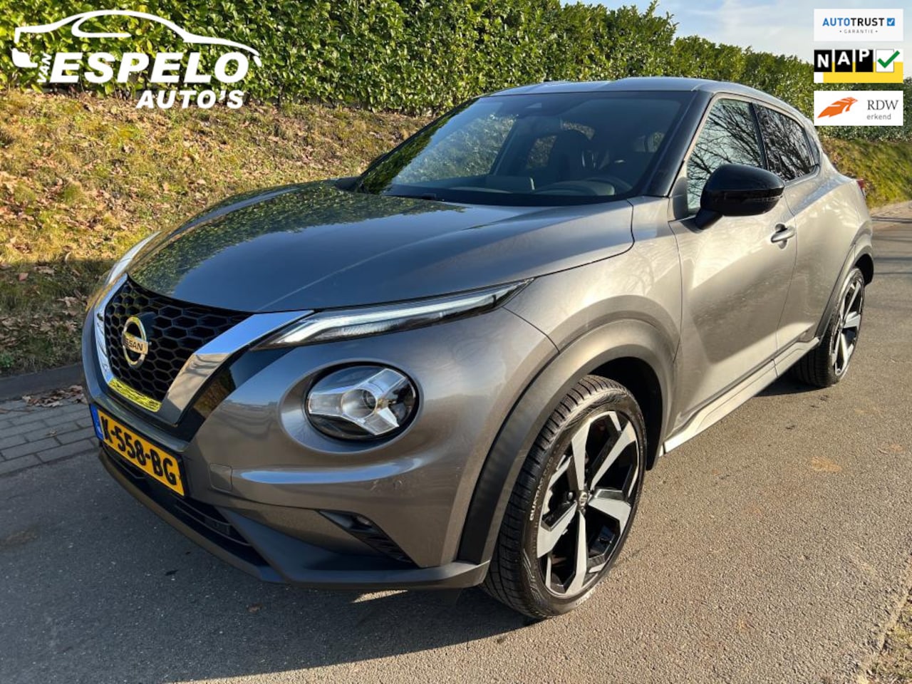 Nissan Juke - 1.0 DIG-T Tekna AUTOMAAT met 54.039 Km NAP, Afn trekhaak, Led, Camera, Navi, Keyless, Pdc, - AutoWereld.nl