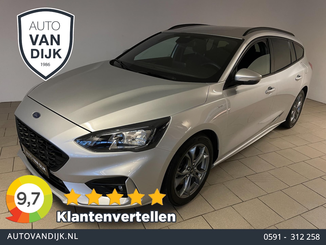 Ford Focus Wagon - 1.0 EcoBoost Hybrid ST Line Business AIRCO NAVI CRUISE BLUETOOTH ELEK RAMEN VELGEN PRIVACY - AutoWereld.nl