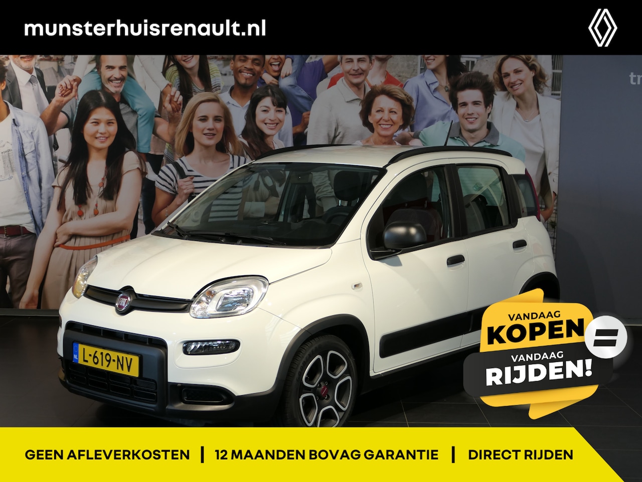 Fiat Panda - 1.0 Hybrid City Life - Occasion Lease vanaf €484 p/m - Sensor achter - Elektrisch verstelb - AutoWereld.nl
