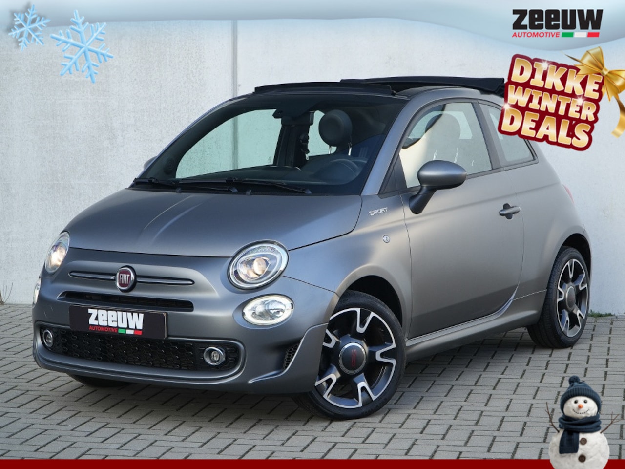 Fiat 500 C - 1.0 Hybrid 70 PK Sport | Carplay | "Matt Grijs" | Clima | 16" - AutoWereld.nl