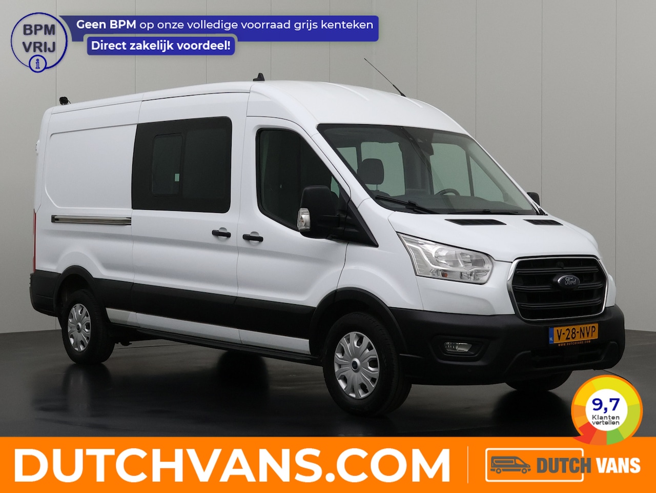 Ford Transit - 2.0TDCi 130PK L3H2 Dubbele Cabine 7-Persoons | Leder | Navigatie | Camera | Trekhaak 2800K - AutoWereld.nl