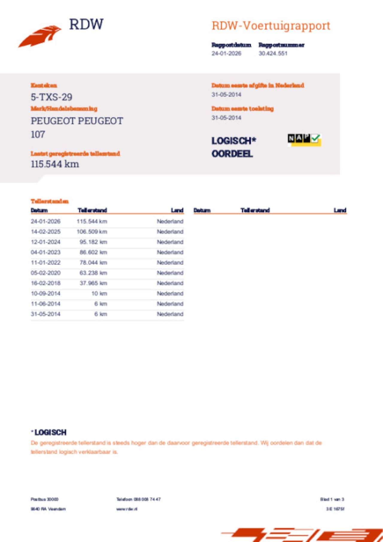 Peugeot 107 - 1.0 Active 1.0 Active, 5-drs, Airco, NAP, Origineel Nederlandse auto, Parrot