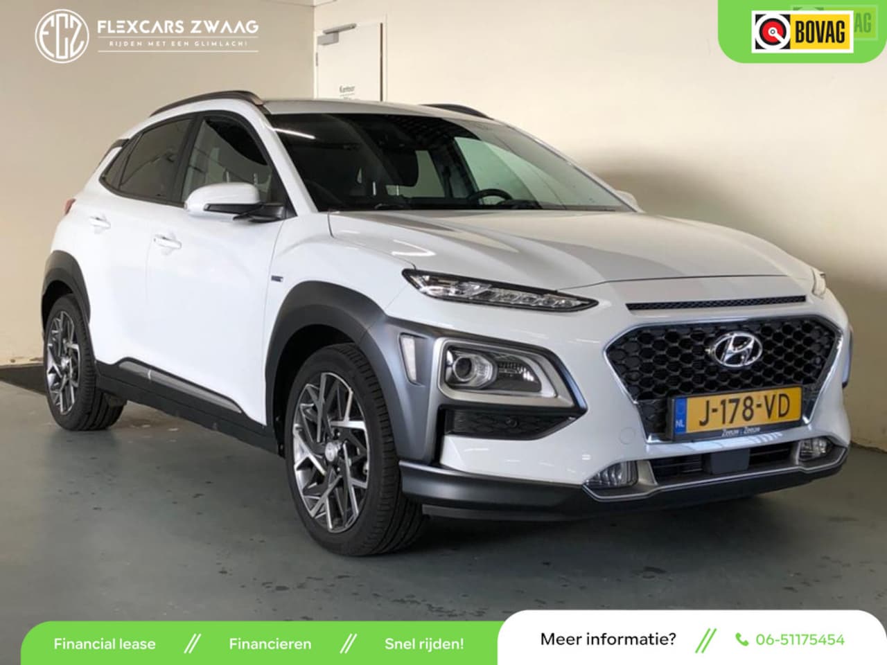 Hyundai Kona - 1.6 GDI HEV Premium - Navi - Leder - Trekhaak - Org.NL - AutoWereld.nl