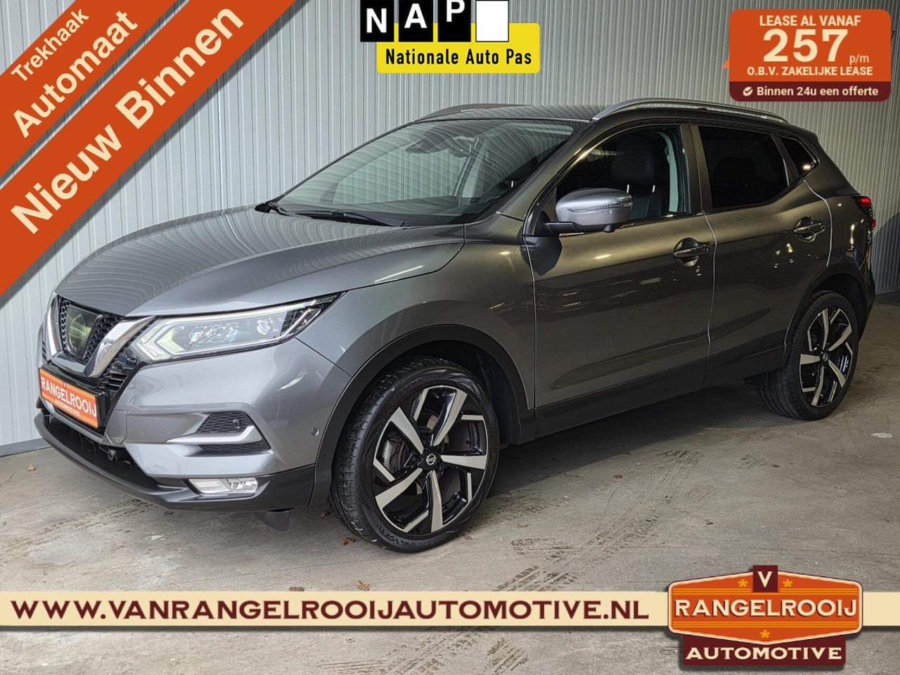 Nissan Qashqai - 1.2 Tekna Automaat, trekh., LED kopl., half leer, nieuwe bak - AutoWereld.nl